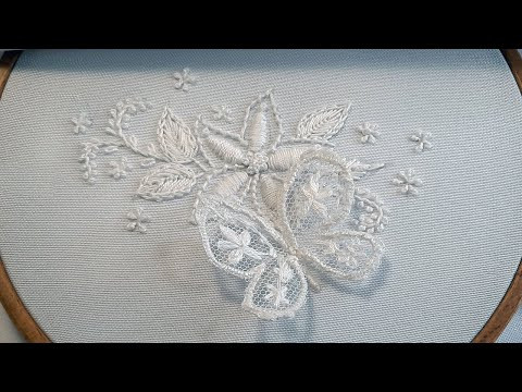 3D white lace butterfly - White delicate embroidery