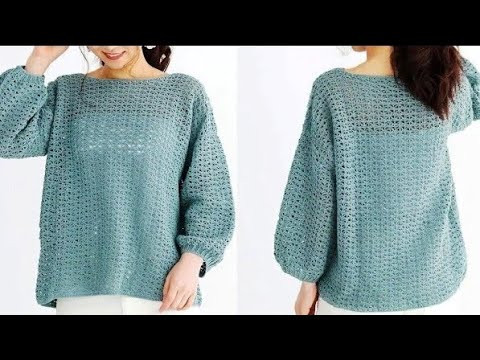 Lovely summer crochet jumper - Knitting is easy and simple - Suitable for any age and size Lovely summer crochet jumper - Knitting is easy and simple - Suitable for any age and size