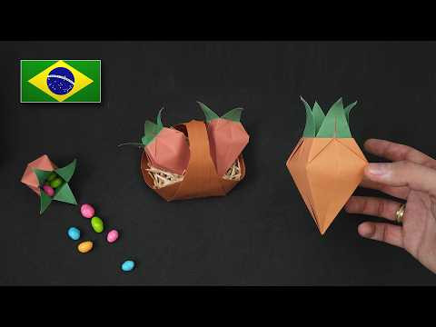Como fazer uma Cenoura de Páscoa - Tutorial de Origami Como fazer uma Cenoura de Páscoa - Tutorial de Origami