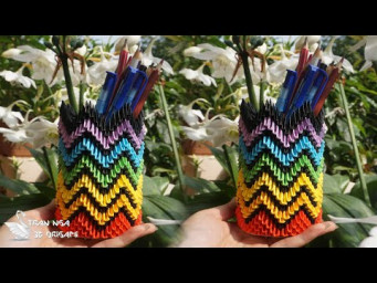 3d origami  rainbow pen holder tutorial , making pen holder  | Portal&aacute;pices de origami 3d