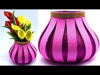 Beautiful Flower Vase With Plastic Bottle - Different Craft Ideas For Home Decoration - DIY