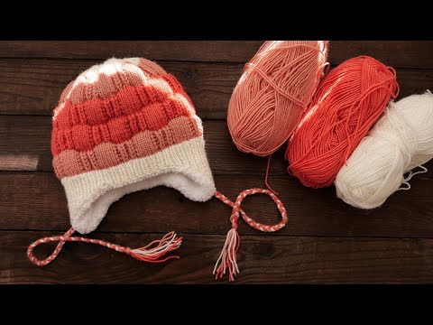 Зимняя детская шапочка спицами 