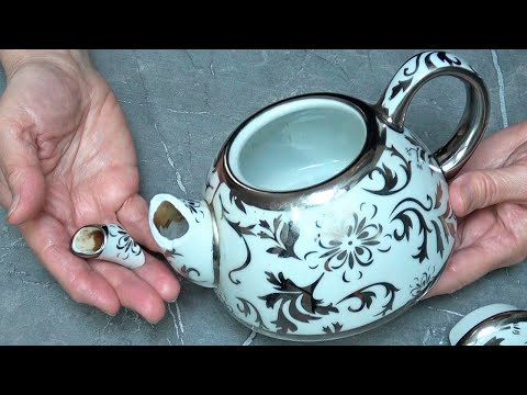 I took a broken teapot and made something new out of it! Look what came out!