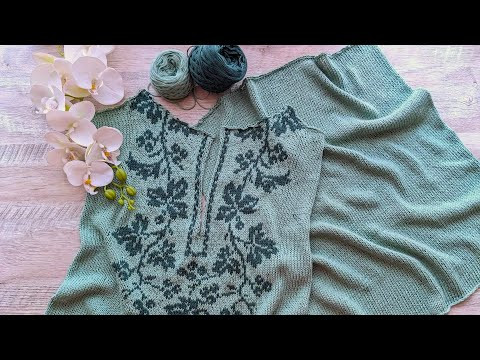 Футболка в етно - стилі. В'язанка (вишиванка) "Калина". Частина 1. Огляд процесу в'язання.