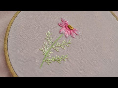 HOW TO EMBROIDER COSMOS FLOWER - Satin Embroidery HOW TO EMBROIDER COSMOS FLOWER - Satin Embroidery
