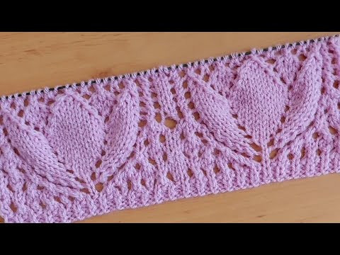 "Тюльпаны " Красивый ажурный узор спицами для туники, кардигана.