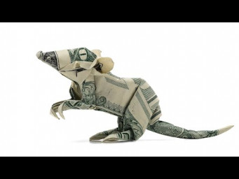 Origami Dollar Bill Mouse tutorial (John Montroll) 折り紙 ねずみ $1 Rat money billete
