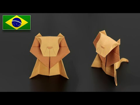 Como fazer um LE&Atilde;O de papel - Tutorial de Origami PT-BR