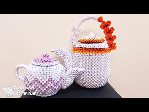 DIY paper teapot tutorial home decoration idea | Tutorial de tetera de origami 3d DIY paper teapot tutorial home decoration idea | Tutorial de tetera de origami 3d