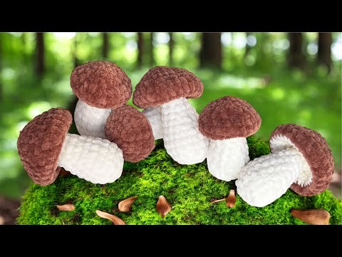 Вязаный грибок крючком // гриб из плюшевой пряжи // мастер-класс Вязаный грибок крючком // гриб из плюшевой пряжи // мастер-класс