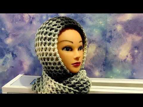 ШАПКА-КАПЮШОН-ШАРФ-СНУД узором 3Д, крючком. Капюшон для начинающих. ШАПКА-КАПЮШОН-ШАРФ-СНУД узором 3Д, крючком. Капюшон для начинающих.
