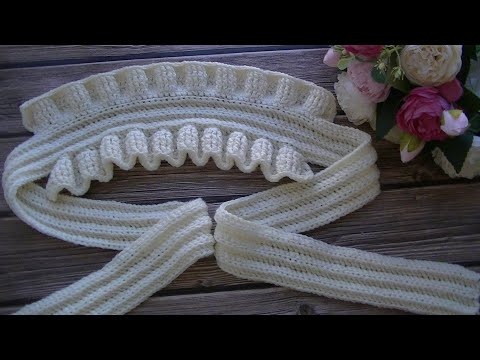 ДЛЯ ТЕХ КТО ВЯЖЕТ КРЮЧКОМ!!! ВИНТАЖНЫЙ ШАРФИК С РЮШАМИ!!! ДЛЯ ТЕХ КТО ВЯЖЕТ КРЮЧКОМ!!! ВИНТАЖНЫЙ ШАРФИК С РЮШАМИ!!!