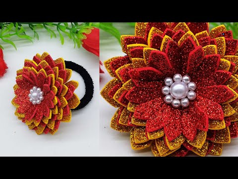Beautiful Hair Band Flower Making Idea | Hair Band Foam Flower | Rubber Band Flower Making Beautiful Hair Band Flower Making Idea | Hair Band Foam Flower | Rubber Band Flower Making