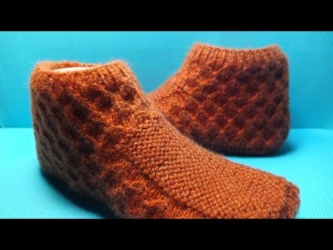 #1018 ✴️ ВЫСОКИЕ ТАПОЧКИ ДЛЯ ДОМА СПИЦАМИ.✅ #1018 ✴️ ВЫСОКИЕ ТАПОЧКИ ДЛЯ ДОМА СПИЦАМИ.✅