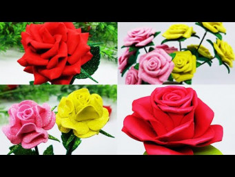 4 Easy Amazing Foam Rose Flower - Foam Flowers Tutorial - Foam Sheet Crafts