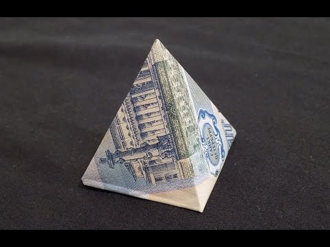 Оригами из денег пирамида из купюры Оригами из денег пирамида из купюры