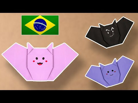 Morcego de Origami F&aacute;cil | Como fazer um morcego de papel para decora&ccedil;&atilde;o do Dias das Bruxas!
