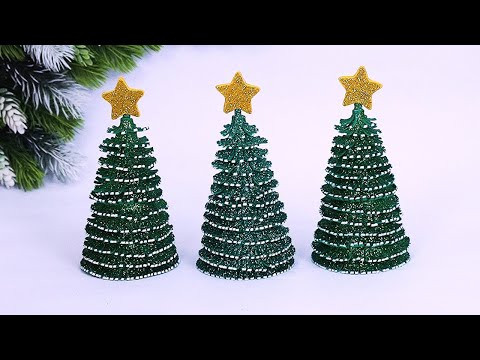 Christmas Tree Making from Glitter Foam Christmas Tree Making from Glitter Foam