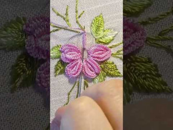 Pink Daisy Flower Dimensional Embroidery SHORT