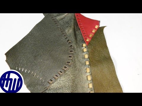 Как Собрать Полотно из Кусков Кожи Декоративным Швом. Мастер Класс.