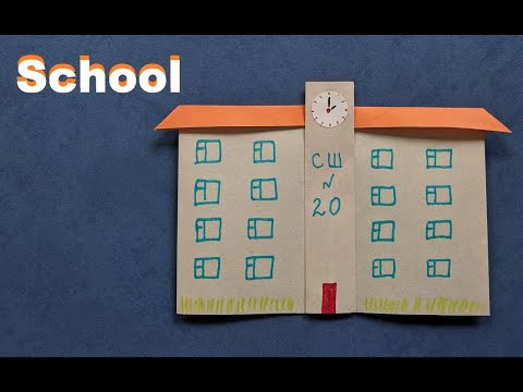 Школа оригами | Дом из бумаги оригами | Origami paper school | Origami paper house