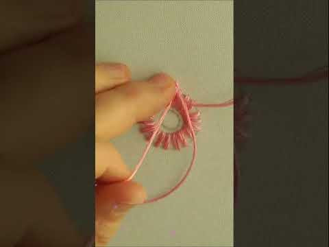 Simple Pink Daisy Flower Stitches Dimensional Embroidery Short #malina gm