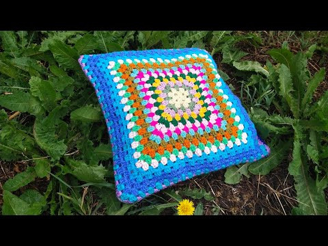 Идея из Бабушкиного квадрата ✨ Наволочка крючком из остатков пряжи 