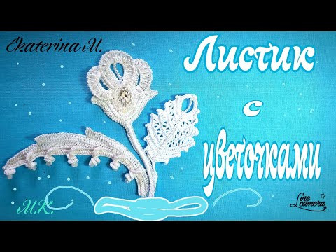 Листик с маленькими цветками и бусинками. Листик с маленькими цветками и бусинками.