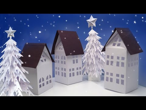 Новогодний домик из бумаги | Очень простой новогодний декор | DIY CHRISTMAS DECOR Новогодний домик из бумаги | Очень простой новогодний декор | DIY CHRISTMAS DECOR