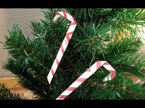 Origami Christmas Candy Cane | Конфета оригами на новогоднюю елку Origami Christmas Candy Cane | Конфета оригами на новогоднюю елку