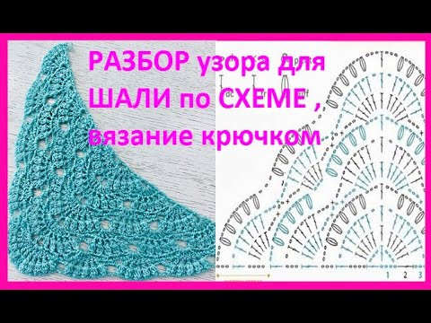 Разбор УЗОРА для ШАЛИ по схеме , ВЯЗАНИЕ крючком , crochet shawl (шаль № 411) Разбор УЗОРА для ШАЛИ по схеме , ВЯЗАНИЕ крючком , crochet shawl (шаль № 411)