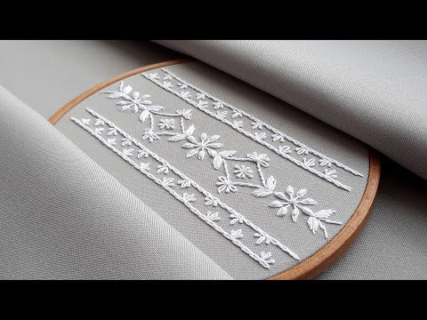 White border line of Lazy Daisy - White Embroidery