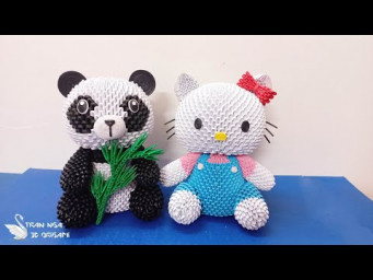 DIY cute panda stuff toy tutorial P2 , paper craft ideas | Hacer un oso panda de origami en 3D