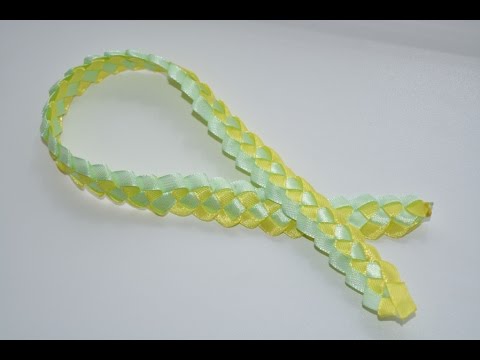 Как сделать плетенку из лент/How to make braided ribbon